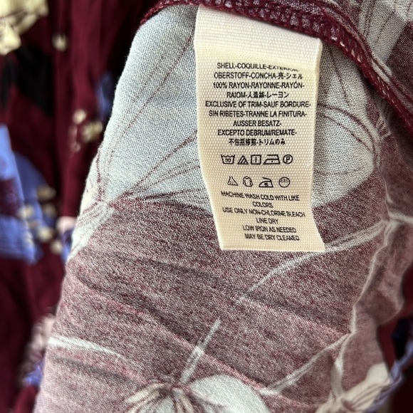 Free People Bella Floral Bell Sleeve Tunic Maroon Print V-Neck Blouse XS - Picture 10 of 10